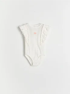 Reserved - Body z falbankami na rękawach - złamana biel - Body dla niemowląt - miniaturka - grafika 1