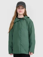Kurtki i płaszcze dla dziewczynek - 4F Kurtka przejściowa przeciwdeszczowa z gumową powłoką dziecięca - zielona 122 (6-7 lat) - miniaturka - grafika 1