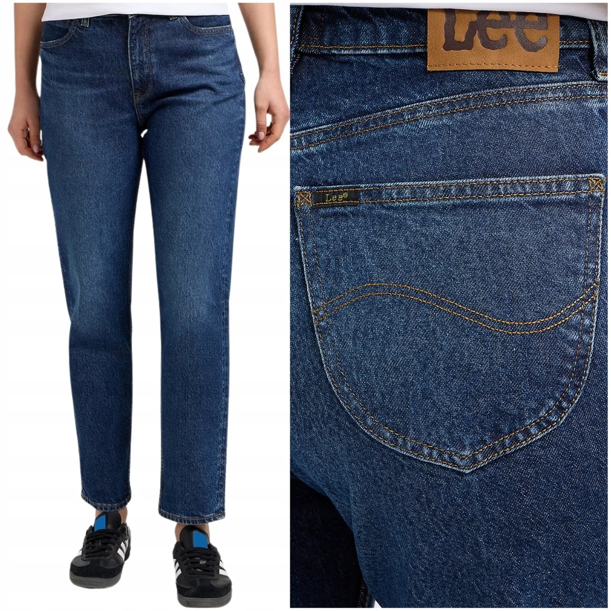 Lee Carol Dark Humor wysokie proste damskie spodnie jeansowe 7/8 W33 L33