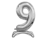 Balony i akcesoria - Godan Balon foliowy cyfra 9 srebrna - 74 cm BC-ASS9 - miniaturka - grafika 1