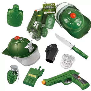 Duży Zestaw Wojskowy Broń Kask Telefon Granat Kabura Odznaka Wojskowa Xxl - Zabawki interaktywne dla dzieci - miniaturka - grafika 1