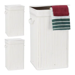 relaxdays 3 x składany kosz na pranie bambusowy biały - Kosze na bieliznę relaxdays 3 x składany kosz na pranie bambusowy biały - Kosze na bieliznę - miniaturka - grafika 1