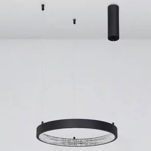 Luces Exclusivas Glamour LAMPA wisząca MORON LE41722 Luces Exclusivas metalowa OPRAWA okrągy ZWIS LED 25W 3000K ring z krysztakami czarny - Lampy sufitowe - miniaturka - grafika 1