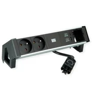 Gniazdka elektryczne - BACHMANN DESK2 ALU BLACK 2xUTE 1xCM 1xUSB A/C 22W 0,2m GST18 - miniaturka - grafika 1