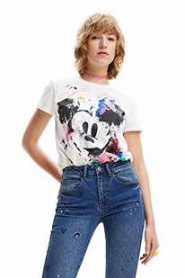Desigual Damska koszulka Ts_Mickey Crash, biały, L - Koszulki i topy damskie - miniaturka - grafika 1