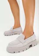 Mokasyny damskie - Szare Mokasyny na Grubej Podeszwie Samil - miniaturka - grafika 1