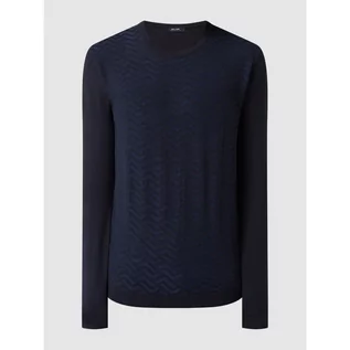 Swetry męskie - Sweter ze stroną wewnętrzną w kontrastowym kolorze - Pierre Cardin - grafika 1