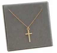 Łańcuszki - Złoty łańcuszek z krzyżykiem srebro 45 cm GRAWER - miniaturka - grafika 1
