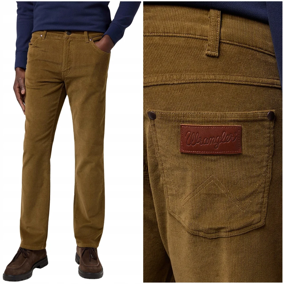 Wrangler Greensboro Kangaroo proste męskie spodnie sztruksy W38 L34