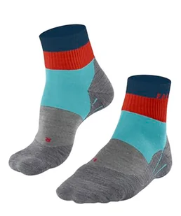 FALKE Mężczyźni Skarpety do wędrówek TK5 Wander Short M Sso wełna materiał funkcyjny przeciw pęcherzom cienkie 1 Para, Niebieski Turquoise 6206 Stripe, 42-43 - Skarpetki damskie - miniaturka - grafika 1