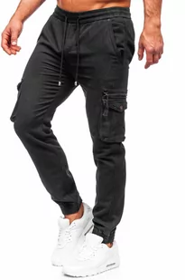 Czarne spodnie joggery bojówki męskie Denley MP0181N - Spodnie męskie - miniaturka - grafika 1