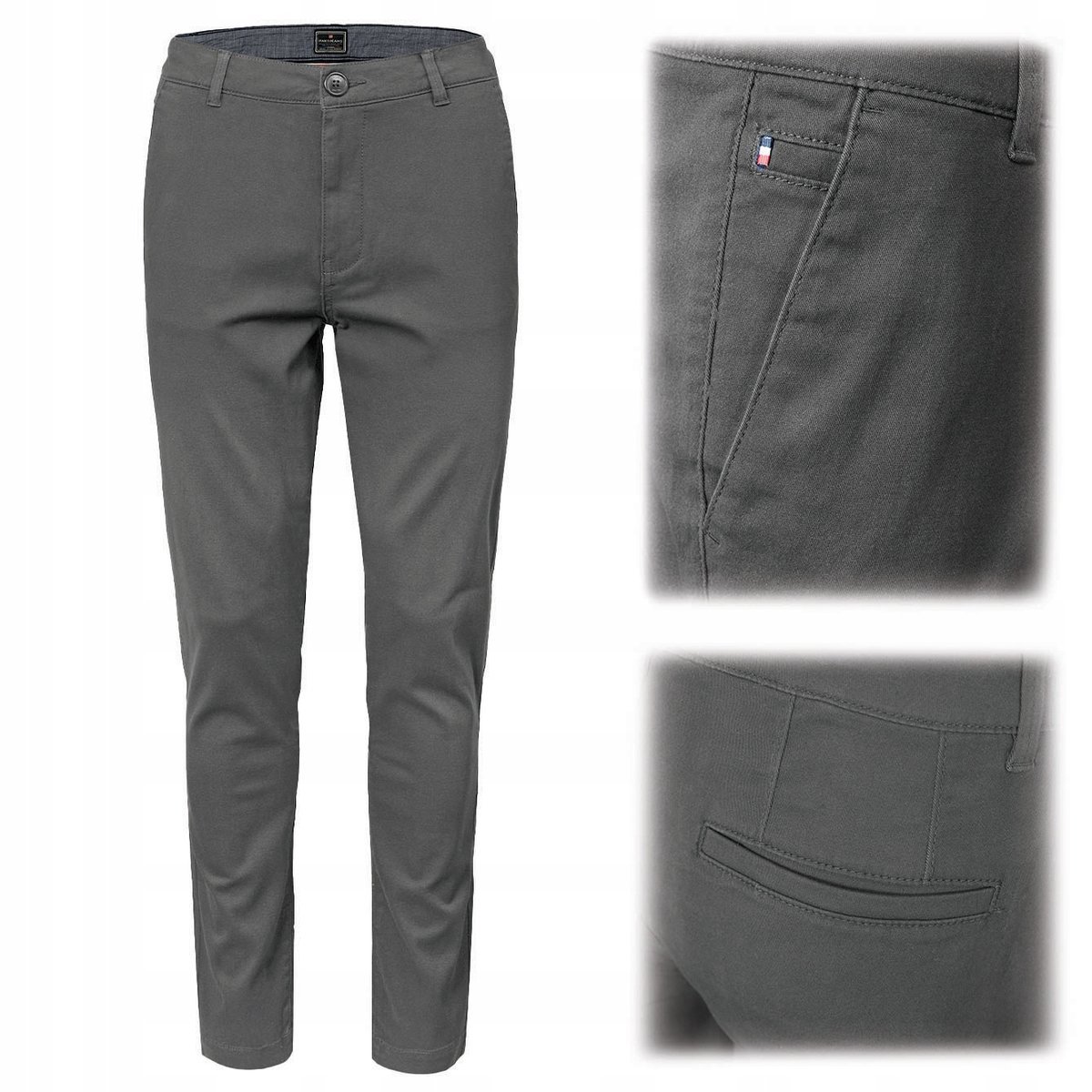 SPODNIE Męskie CHINOSY Bawełniane Długie GRAFIT Slim Fit W38/L32 Pako Jeans