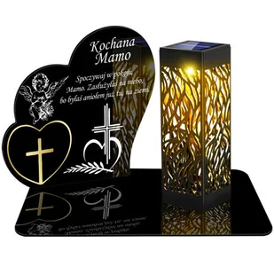 ZNICZ SOLARNY LED WIECZNY PODSTAWKA NA CMENTARZ GRÓB lampka Serce 3D DLA MAMY - Lampiony i znicze - miniaturka - grafika 1