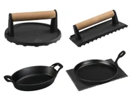 Patelnie - GRILLMEISTER Patelnia żeliwna z łupkiem / Prasa do burgerów / Prasa do mięsa - miniaturka - grafika 1