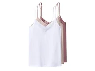 Koszulki i topy damskie - esmara® Podkoszulki damskie z bawełną, 3 sztuki (Różowy/ biały, XL(48/50)) - miniaturka - grafika 1