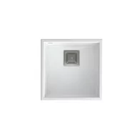 Zlewozmywaki - QUADRON Zlew DAVID 40 GraniteQ biały 42x42x22,5 cm 1-komorowy b/o komora podwieszana kwadratowy odpływ + syfon manualny stal szczotkowana save space + - miniaturka - grafika 1