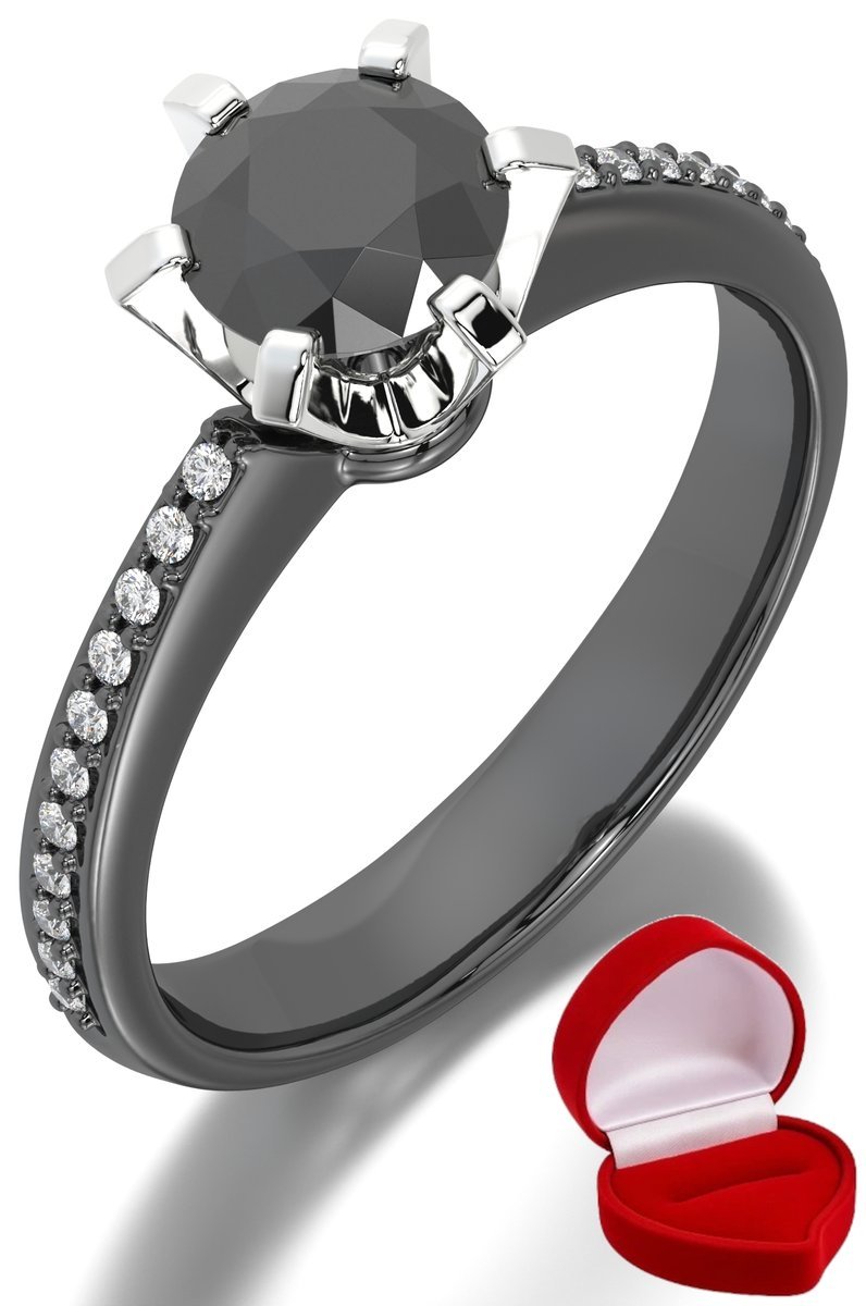ZŁOTY PIERŚCIONEK ZARĘCZYNOWY 585 14k BRYLANT CZ. 0,70 ct CZARNE ZŁOTO R15