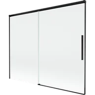 Parawany nawannowe - Mexen Rox parawan nawannowy 2-skrzydłowy rozsuwany 190 x 150 cm, transparent, czarny - 8C9-190-001-70-00 - miniaturka - grafika 1