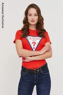 Koszulki sportowe damskie - Guess T-shirt damski kolor czerwony - miniaturka - grafika 1