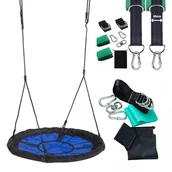 Hamaki - Duże Bocianie Gniazdo 100 Cm Niebieskie + Pasy - miniaturka - grafika 1