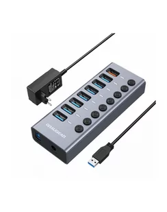 Graugear 7-Port USB-A 3.0 + 1x Ladeport (GHUB71A) - Huby USB - miniaturka - grafika 1