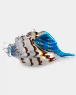 Figurki dekoracyjne - Muszla Biało Niebieska Figura Szklana w Stylu Murano - miniaturka - grafika 1