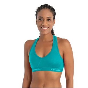 Damski stanik sportowy Icebreaker Sprite Racerback Bra flux green - L - Bielizna sportowa damska - miniaturka - grafika 1