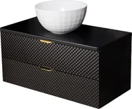 Szafki łazienkowe - Szafka łazienkowa wisząca z umywalką 100 cm szklane fronty złoty uchwyt Glow Gante - miniaturka - grafika 1