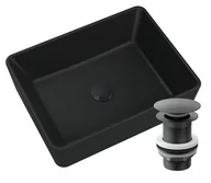 Umywalki - Umywalka Granitowa Nablatowa Czarna Korek Czarny - miniaturka - grafika 1