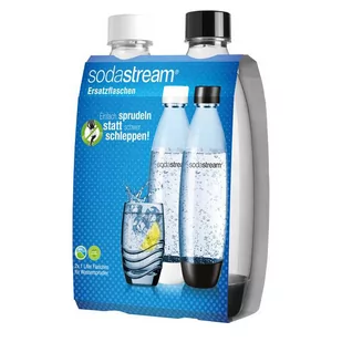 SodaStream Fuse 1741200490 zestaw dwóch butelek typu PET, z odpornego na pęknięcia tworzywa sztucznego, kolor czarny/biały, wymiary 8,6 × 8,6 × 28,1 cm 1741200490 - Pozostałe akcesoria barmańskie - miniaturka - grafika 4