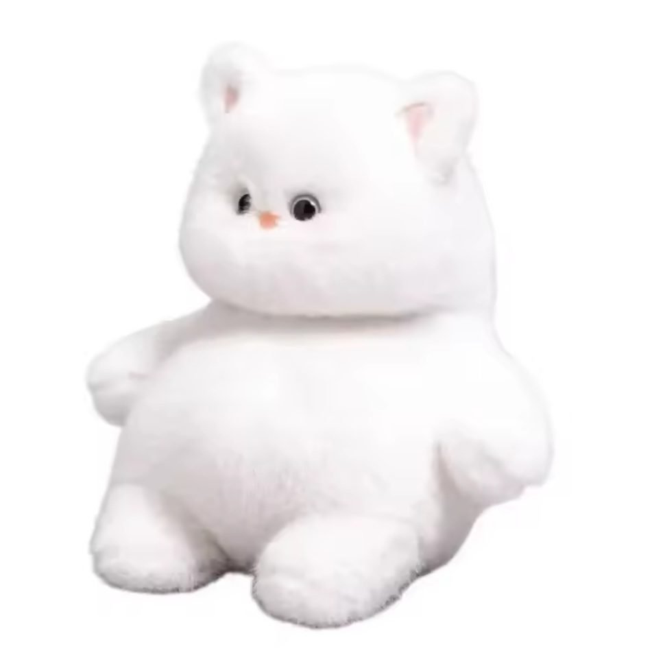 Maskotka pluszak śmieszny biały gruby kot kotek 35 cm