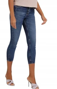 GUESS GRANATOWE DAMSKIE JEANSY RURKI 7/8 Z PRZETARCIAMI PROSTE 38 GNA - Spodnie damskie - miniaturka - grafika 1
