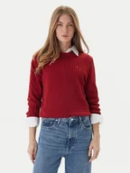 Swetry damskie - Tommy Hilfiger Sweter Fine WW0WW44993 Czerwony Regular Fit - miniaturka - grafika 1