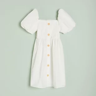 Reserved Bawełniana sukienka - Biały - Sukienki i spódniczki dla dziewczynek - miniaturka - grafika 1