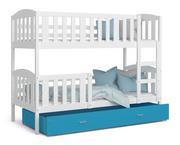 Łóżka dla dzieci i młodzieży - Łóżko piętrowe 200x90 białe błękit KUBUŚ - miniaturka - grafika 1