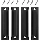 Zawiasy, okucia i inne akcesoria - Klamka do drzwi, zestaw 4 szt. ze śrubami, klamka do drzwi balkonowych, pasująca do komody, czarna - miniaturka - grafika 1