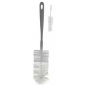 Akcesoria do karmienia - Babyono Szczotka do butelek i smoczków z miniszczoteczką szara - miniaturka - grafika 1