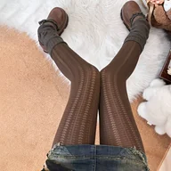 Rajstopy - TEMU 1 Para Eleganckich Białych Rajstop z Siatki dla Kobiet - Wysoki Stan z Geometrycznym Wzorem, Koronkowe Detale, Elastyczna Mieszanka Nylonu, - miniaturka - grafika 1