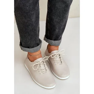 S.Barski Sznurowane Półbuty Z Naturalnej Skóry LR51-645 Beżowe beżowy - Półbuty damskie - miniaturka - grafika 1