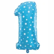 Baby shower i roczek - Balon Cyfra 1 Niebieski Balony Urodzinowe Roczek - miniaturka - grafika 1