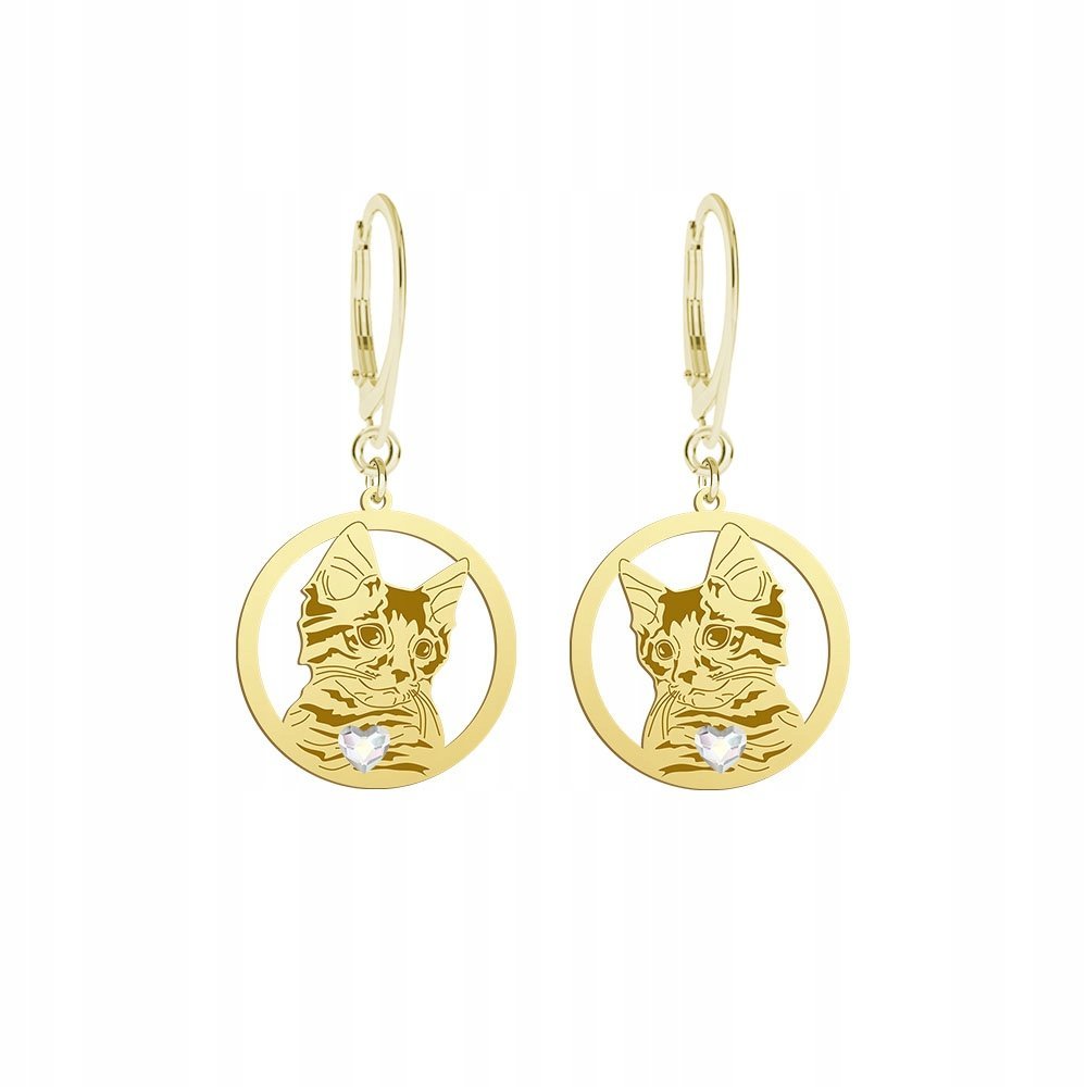 Kolczyki Złote Siberian Cat 925 Prezent Kobieta Biżuteria GRAWER GRATIS