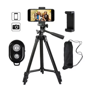 Statyw uniwersalny Alogy Tripod uchwyt do telefonu stojak 1/4 do kamer GoPro z pilot Bluetooth, pokrowiec Czarny - Statywy fotograficzne - miniaturka - grafika 2