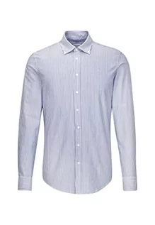 Koszule męskie - Jedwabna koszula męska nowoczesna z długim rękawem z kołnierzem button-down, miękka w paski, Smart Business koszula biznesowa - grafika 1