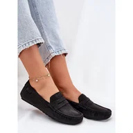 Mokasyny damskie - Zamszowe Mokasyny Damskie Big Star RR274948 Czarne - miniaturka - grafika 1