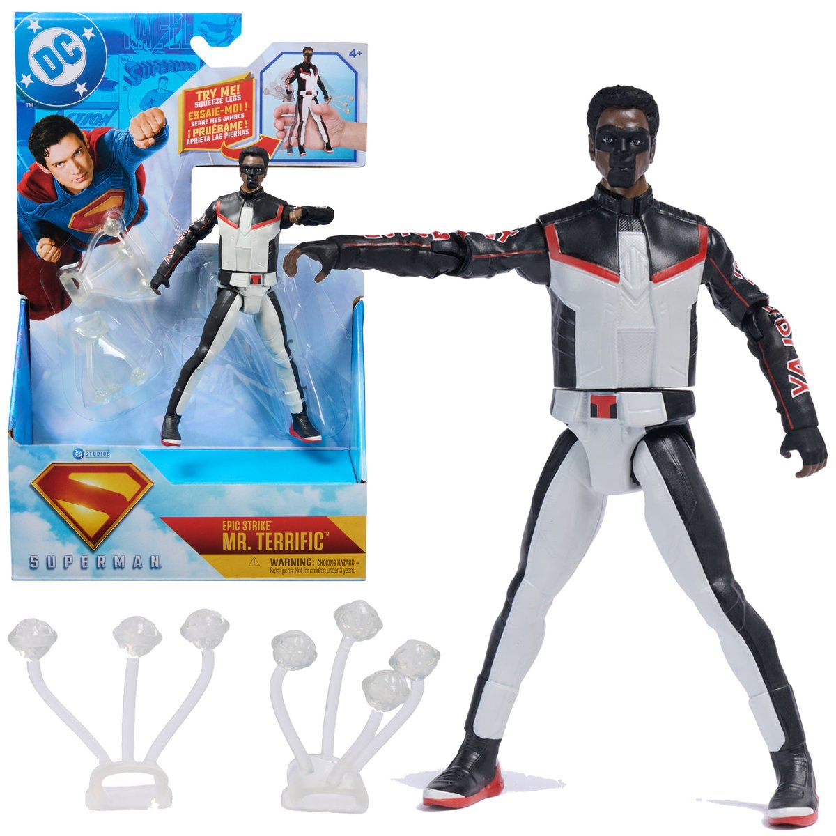 DC Comics Epic Strike mała figurka Mr.Terrific ruchoma lalka 15 cm + akcesoria