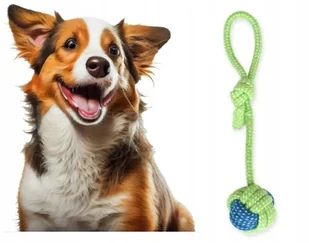 Gryzak DLA PSA ZABAWKA Szarpak PIŁKA BAWEŁNIANA SZNUR LINA APORT 30 CM - Zabawki dla psów - miniaturka - grafika 1