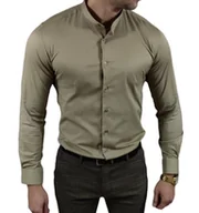 Koszule męskie - Koszula elegancka ze stójką slim fit beżowa ESP013 3XL - miniaturka - grafika 1