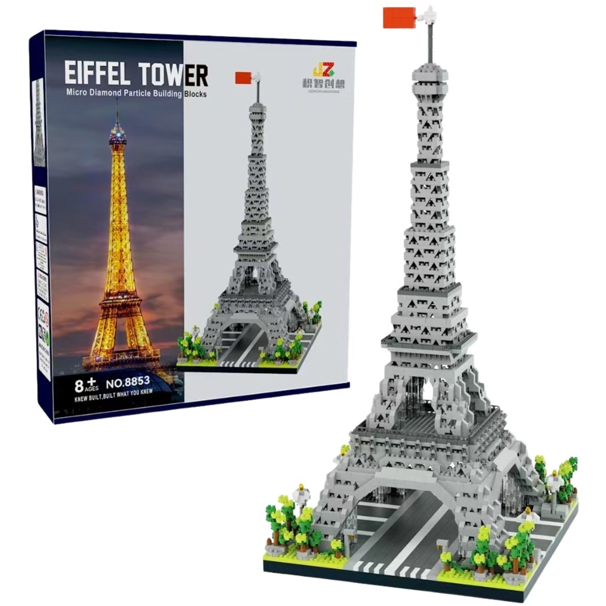 KLOCKI KONSTRUKCYJNE WIEŻA EIFFLA PARYŻ ARCHITEKTURA MODEL 40 CM BUDOWLA 8+