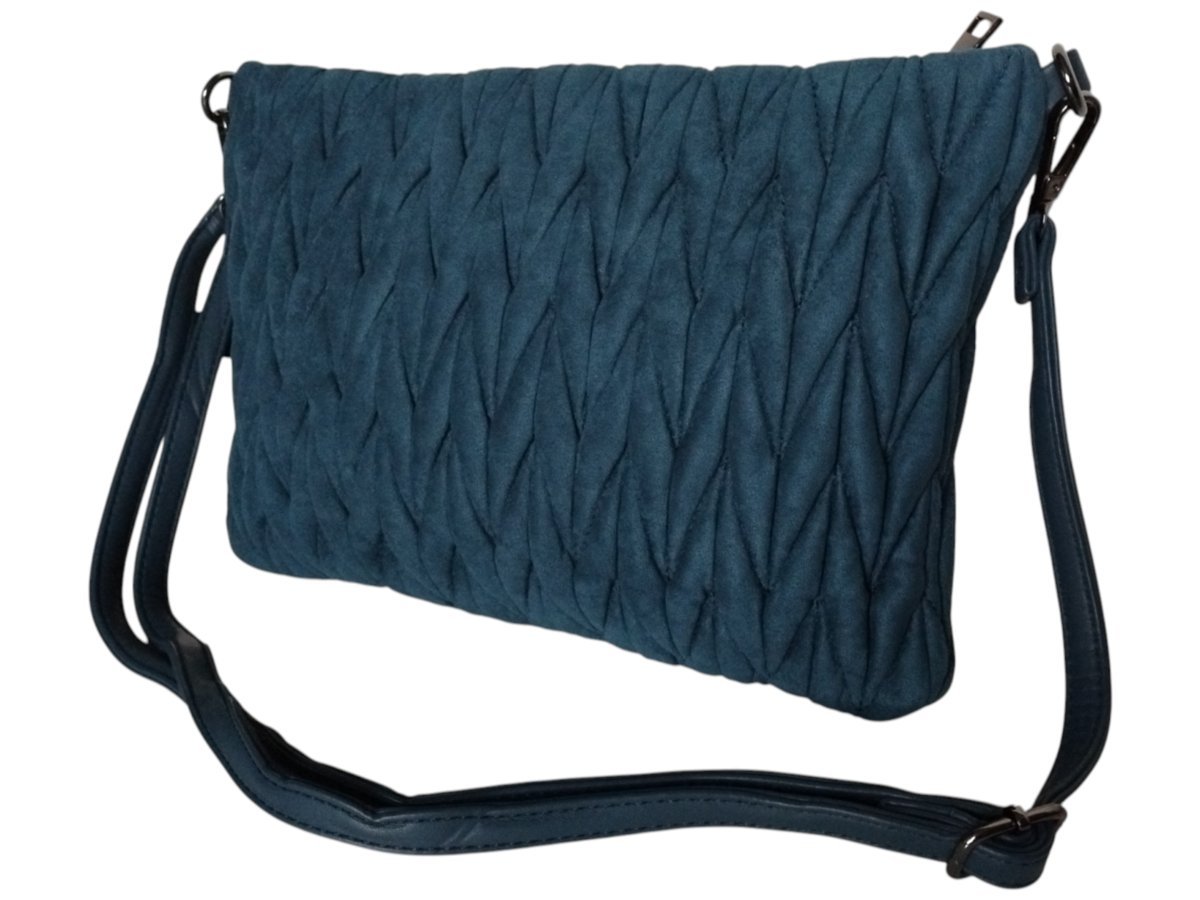 Kopertówka Damska Torebka Listonoszka Na Ramię, Pikowana, Tkanina Welurowa