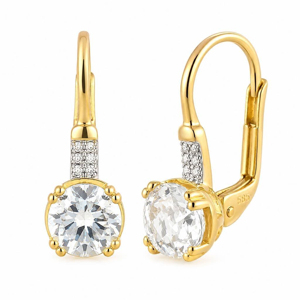 Kolczyki złote Au 585 biały topaz i diamenty E82457Y